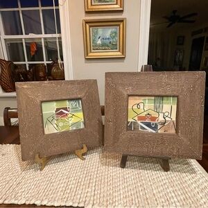 Two Framed Signed Original MCM Watercolor Paintings. Abstract Still Life